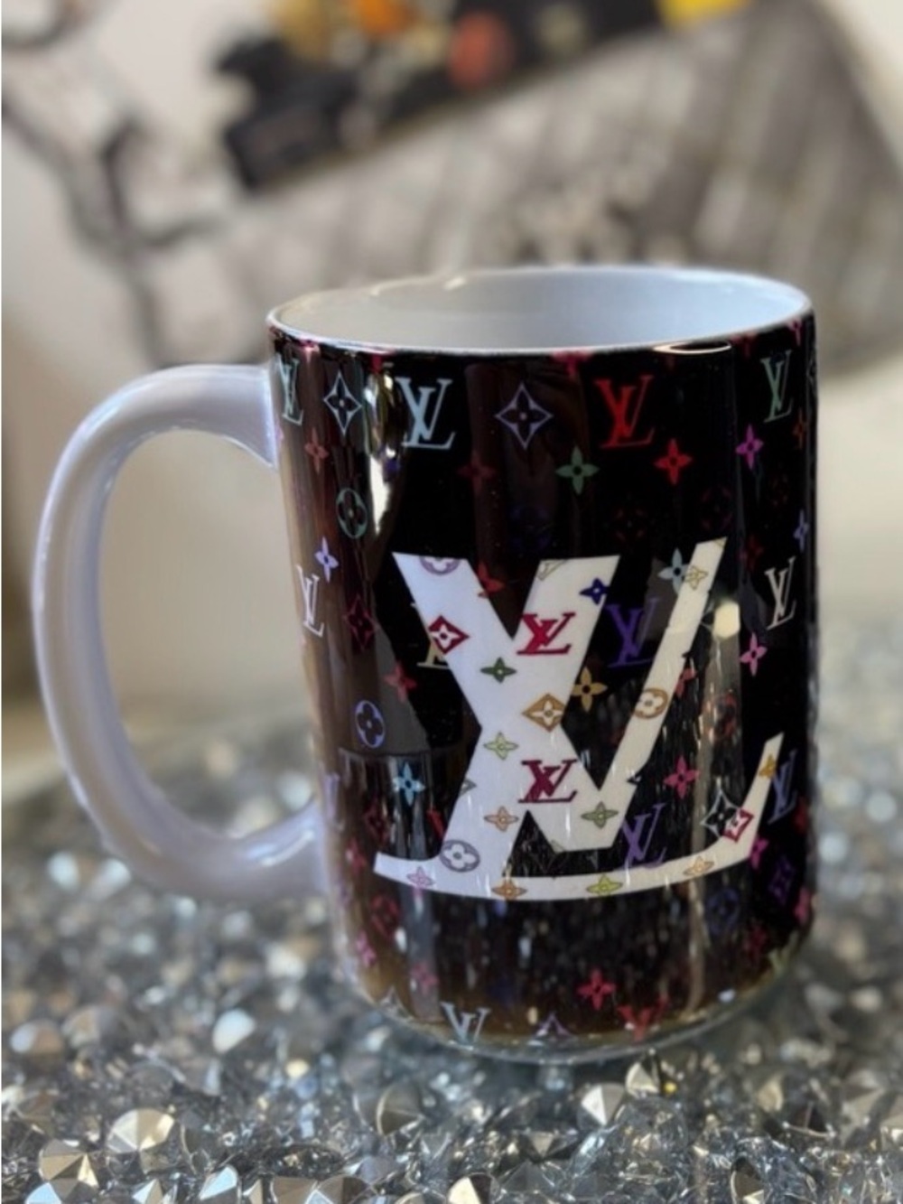 Black Mug with Multicolor Monogram